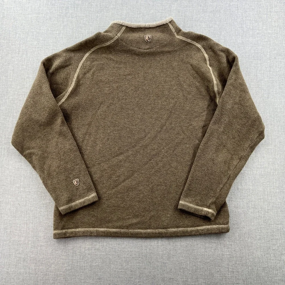 KUHL Alfpaca Fleece Pullover Mens Large Brown Mock Neck Sherpa Lined Gorpcore